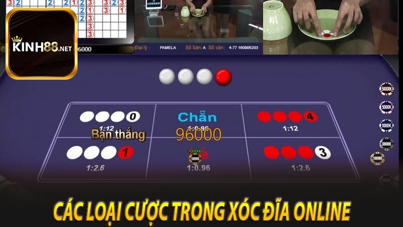 Các loại cược trong Xóc đĩa online